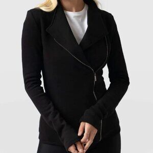 Saint + Sofia Cotton Biker Blazer Jacket - Black - 8